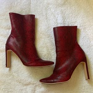 Red Snake Skin Heel Bootie Boot 8.5 UK 6.5